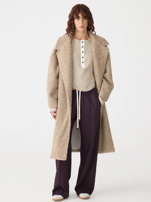Bassike Scoop Hem Placket T.Shirt -  Birch/White