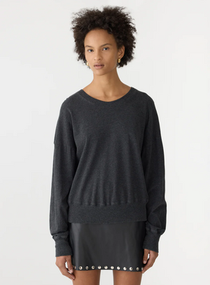 Bassike Midweight Jersey Classic Sweat - Charcoal Marl