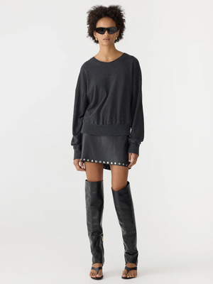 Bassike Midweight Jersey Classic Sweat - Charcoal Marl