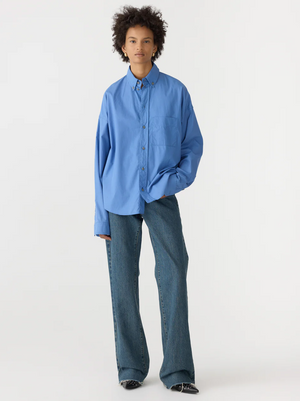 Bassike Slouch Poplin Shirt - Cornflower
