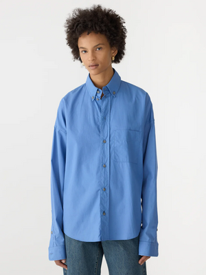 Bassike Slouch Poplin Shirt - Cornflower