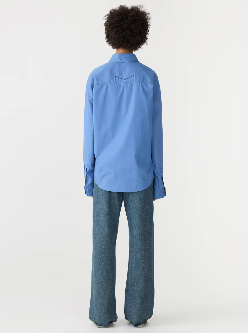 Bassike Slouch Poplin Shirt - Cornflower