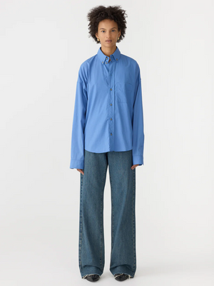 Bassike Slouch Poplin Shirt - Cornflower