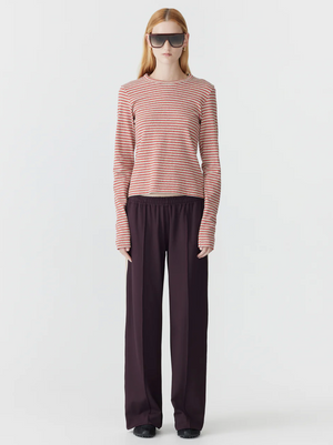 Bassike Recycled Slim L/S T.Shirt - Red /Beige /Undyed