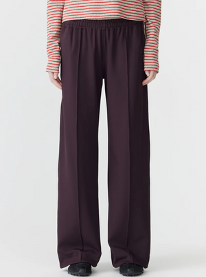 Bassike Wide Leg Athletic Tape Pant - Dark Plum