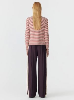 Bassike Recycled Slim L/S T.Shirt - Red /Beige /Undyed