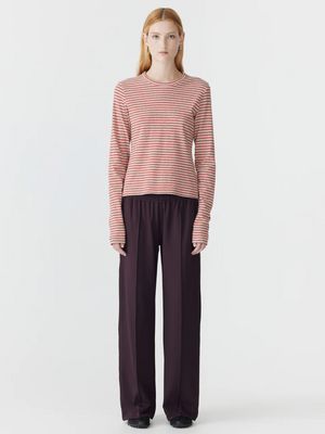 Bassike Recycled Slim L/S T.Shirt - Red /Beige /Undyed