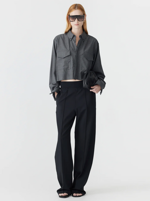 Bassike Elastic Detail Twill Pant - Black