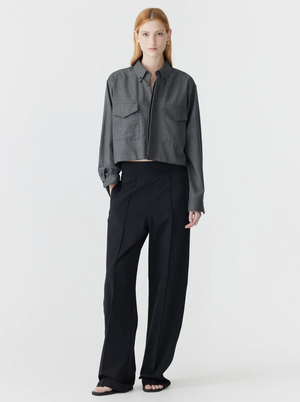 Bassike Elastic Detail Twill Pant - Black