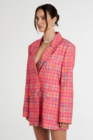 Summi Summi Oversized Blazer - Neon Plaid