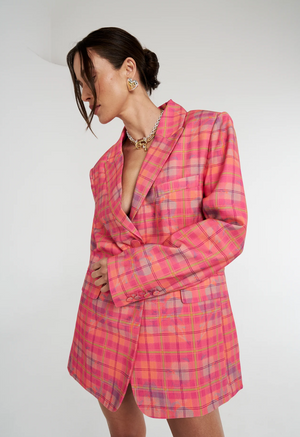 Summi Summi Oversized Blazer - Neon Plaid