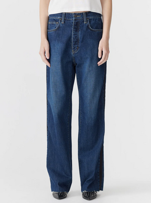 Bassike Slouch Tuxedo Jean - Worn Indigo