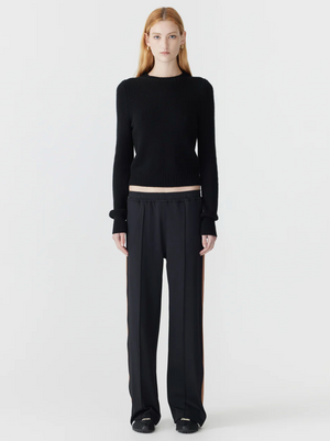 Bassike Twill stripe Detail Pant - Black / Argan