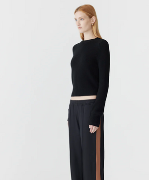 Bassike Twill stripe Detail Pant - Black / Argan