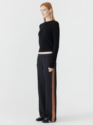 Bassike Twill stripe Detail Pant - Black / Argan
