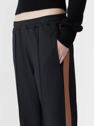 Bassike Twill stripe Detail Pant - Black / Argan