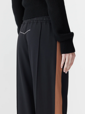 Bassike Twill stripe Detail Pant - Black / Argan