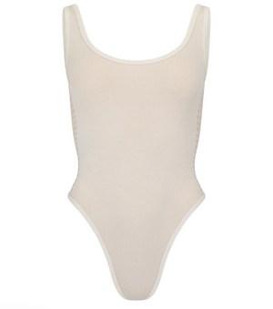 Nagnata Houndstooth Wool Bodysuit - Bone White