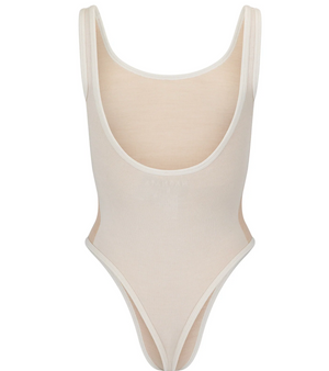 Nagnata Houndstooth Wool Bodysuit - Bone White