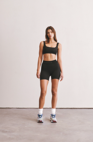 Nagnata houndstooth Wool Mini Short - Black