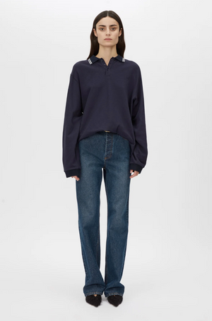 Camilla and Marc Aqui Long Sleeve Monogram Top - Midnight Navy