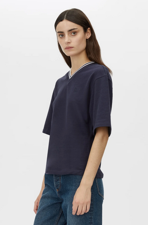 Camilla and Marc Aqui V Neck Monogram Tee - Midnight Navy