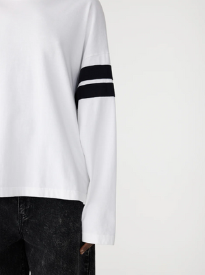 Bassike Boxy Rib Insert L/S T.Shirt - White/Black