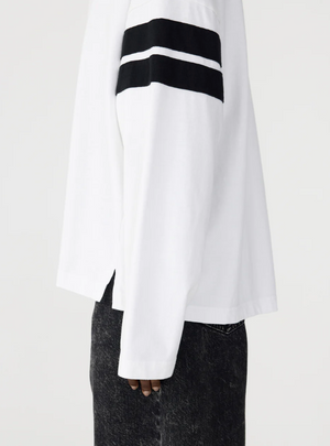 Bassike Boxy Rib Insert L/S T.Shirt - White/Black