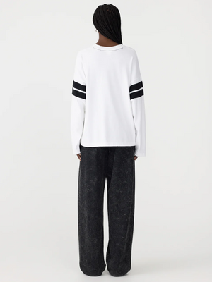 Bassike Boxy Rib Insert L/S T.Shirt - White/Black
