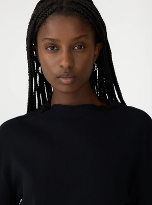 Bassike Rib Raised Neck L/S T.Shirt - Black