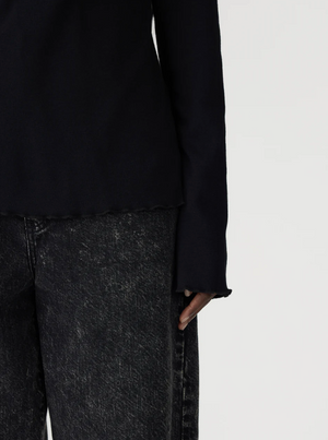 Bassike Rib Raised Neck L/S T.Shirt - Black