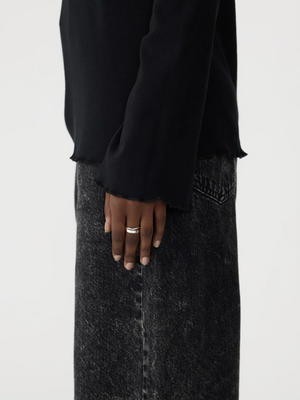Bassike Rib Raised Neck L/S T.Shirt - Black