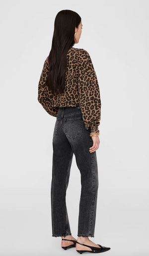 Anine Bing Miles Sweatshirt - Black and Brown Leopard