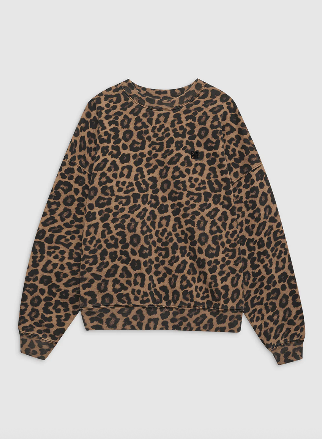 Anine Bing Miles Sweatshirt - Black and Brown Leopard