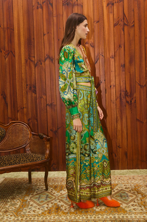 Alemais Clemenza Spliced Crop Silk Blouse