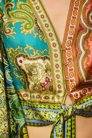 Alemais Clemenza Spliced Crop Silk Blouse