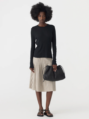 Bassike Sheer Rib L/S T-Shirt - Black