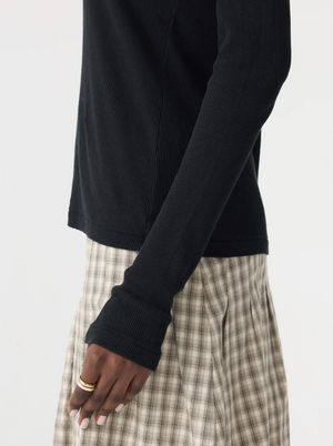 Bassike Sheer Rib L/S T-Shirt - Black