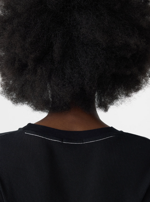 Bassike Sheer Rib L/S T-Shirt - Black