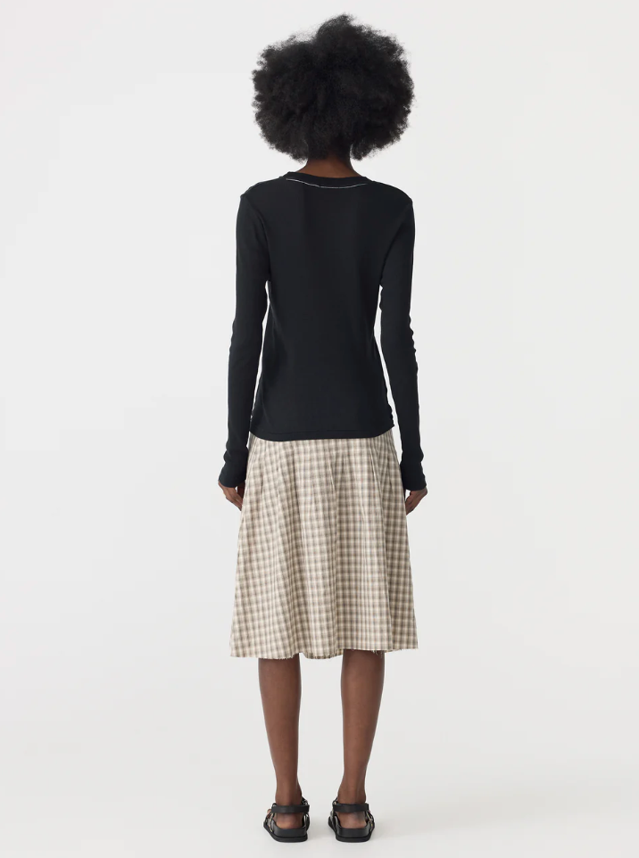 Bassike Sheer Rib L/S T-Shirt - Black