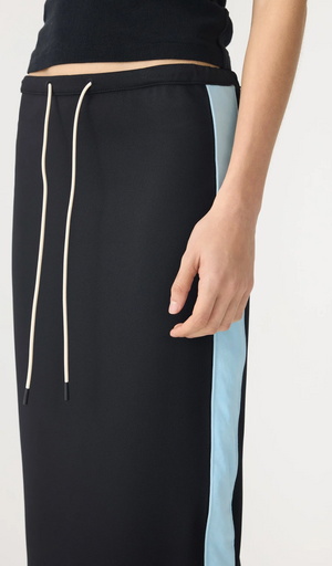 Bassike Pique Stripe Detail Skirt - Black / Pale Blue