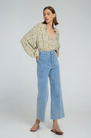 Lilya Hathaway Top - Fleurs Des Champs - Blue