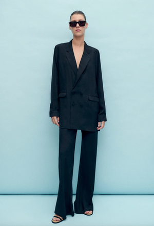 Silk Laundry Relaxed Blazer - Coral Jacquard