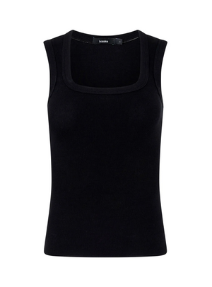 Bassike Low Scooped Rib Tank - Black
