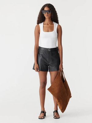 Bassike Low Scoop Rib Tank - White