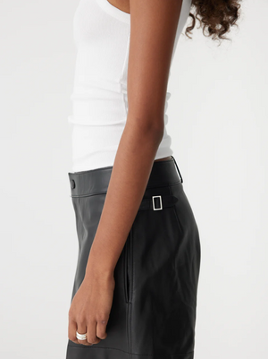 Bassike Low Scoop Rib Tank - White