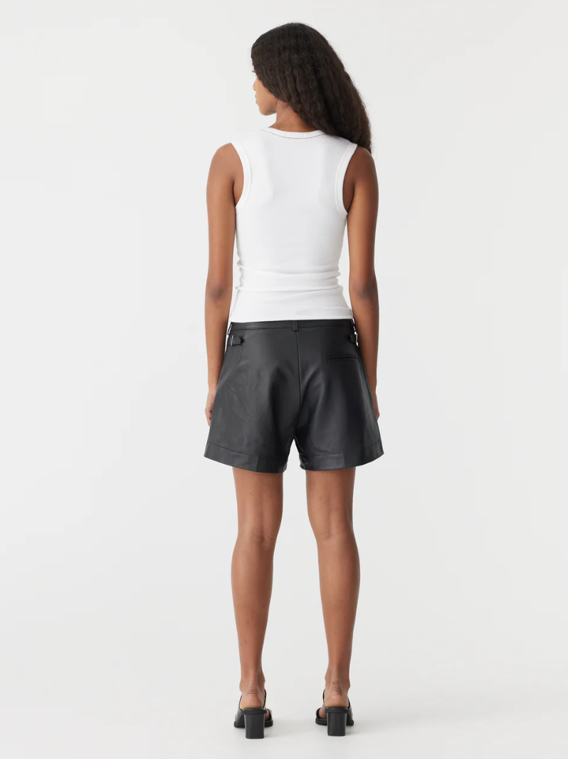 Bassike Low Scoop Rib Tank - White