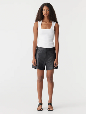 Bassike Low Scoop Rib Tank - White