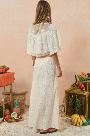 Spell Free Love Lace Bias Skirt - Vintage Cream