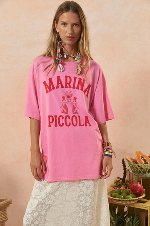 Spell Marina Piccola Oversized Biker Tee - Cosmos Pink